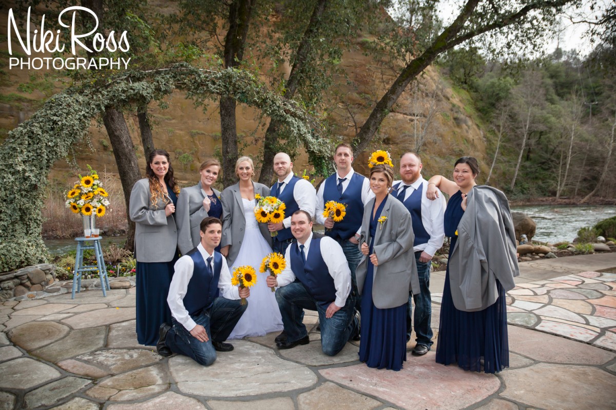Bridemaids & Groomsmen swap flowers and jackets. Wedding at Centerville Estates in Chico, CA - http://nikirossphotography.com